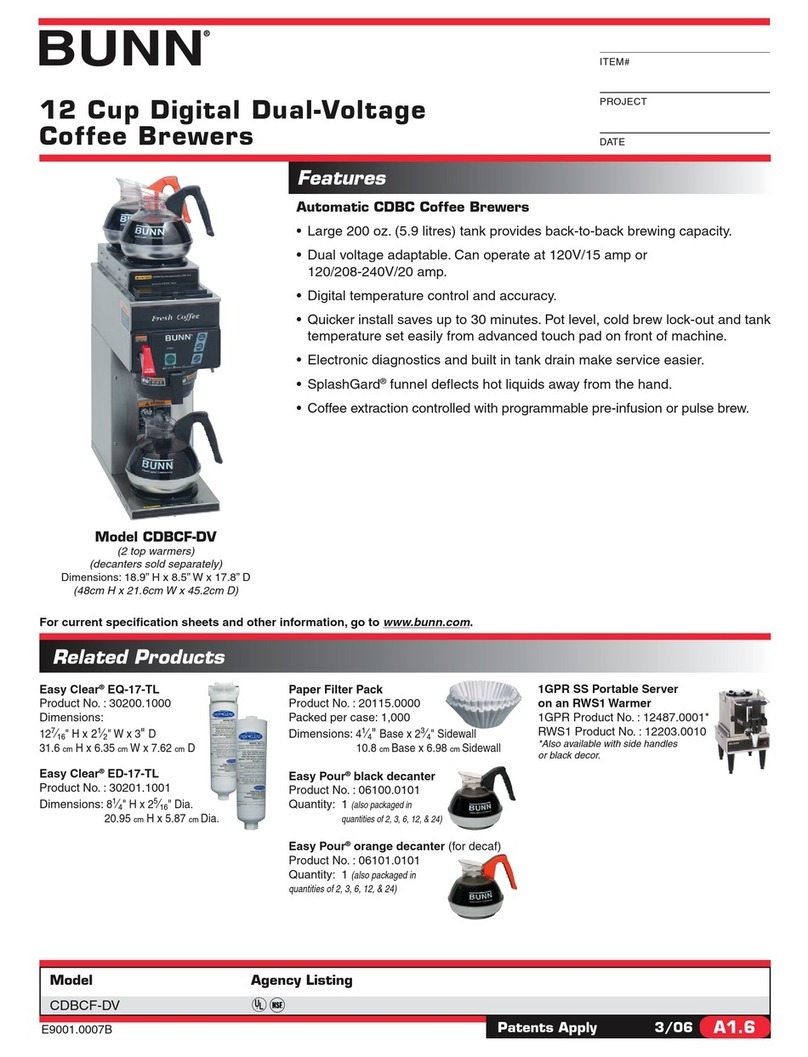 Bunn CDBCF-DV User manual