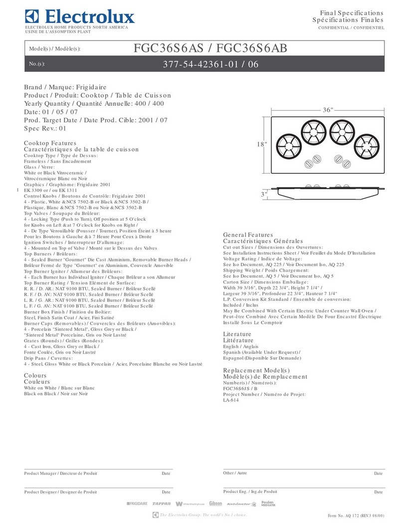 Frigidaire FGC36S6AB User manual