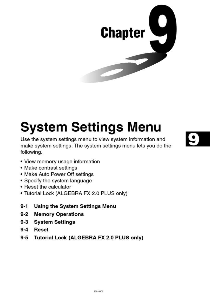 Casio ALGEBRA FX 2.0 Plus System settings menu