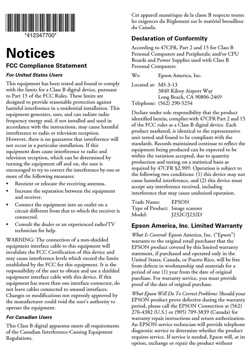 Epson Perfection V37 Declaration of conformity