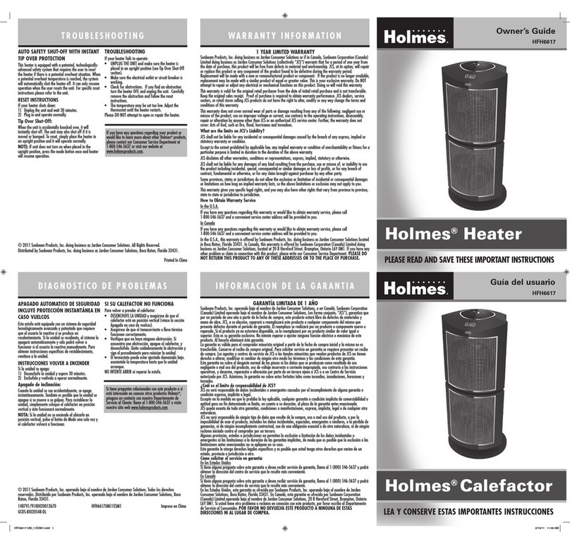 Holmes HFH6617 product manual