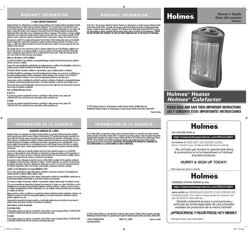 Holmes HQH341 product manual