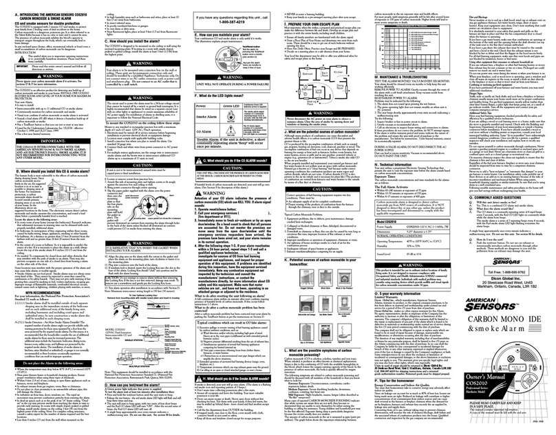 American Sensor Professional COS2010 owner's manual