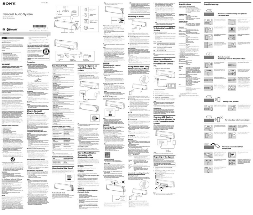 Sony SRS-BTX300 User manual Sony SRS-BTX300 User manual