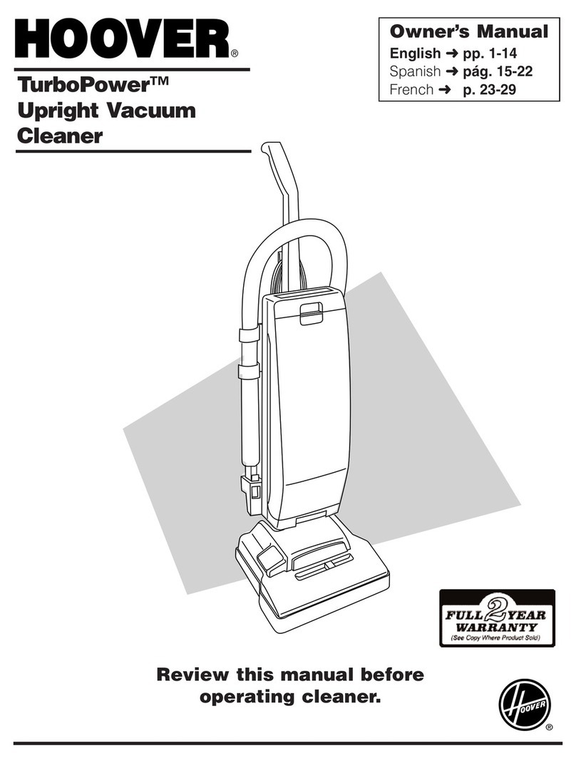 Hoover U5416-900 - TurboPower Upright Vacuum owner's manual