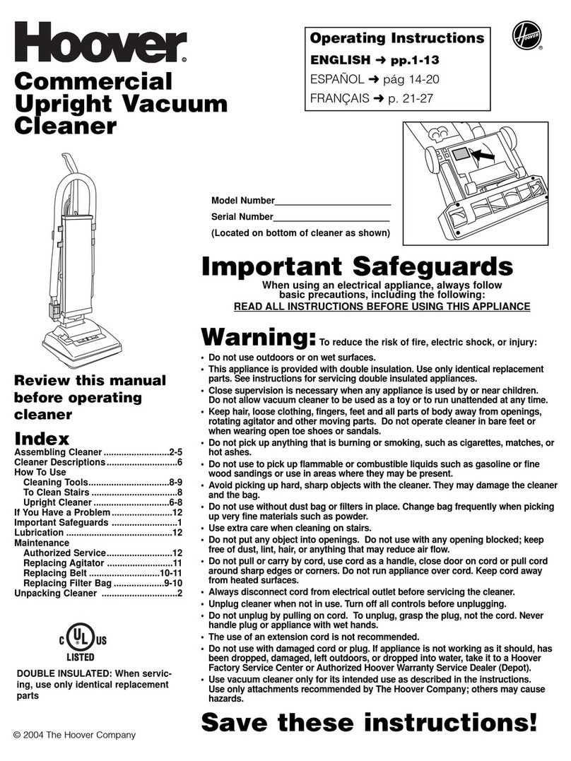 Hoover C1412 operating instructions