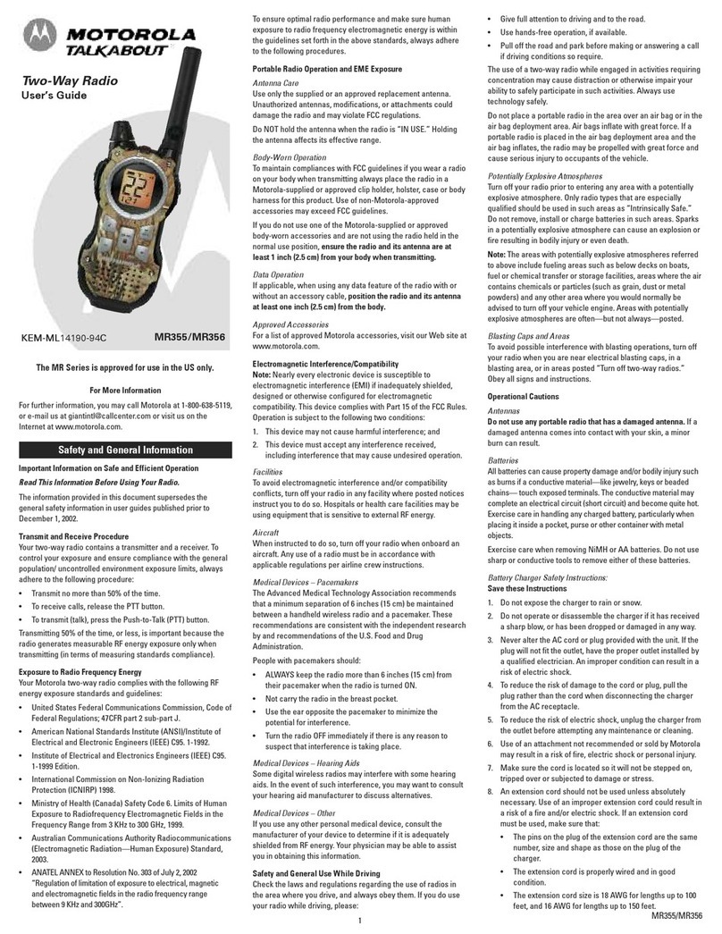 Motorola TalkAbout MR355 User manual