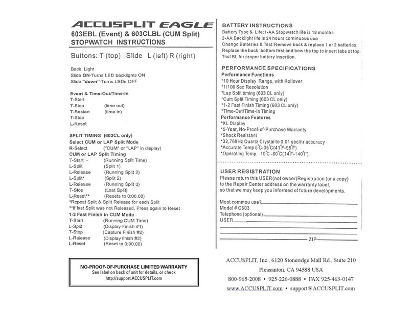 Accusplit Eagle 603Ebl instructions