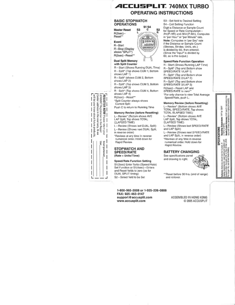 Accusplit 740MXT Turbo operating instructions