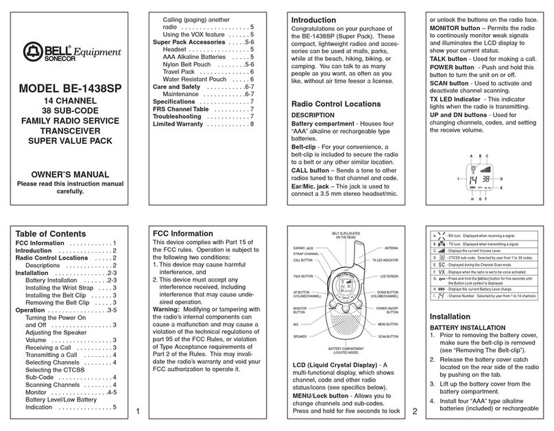 Bell BE-1438SP Owner’s owner's manual