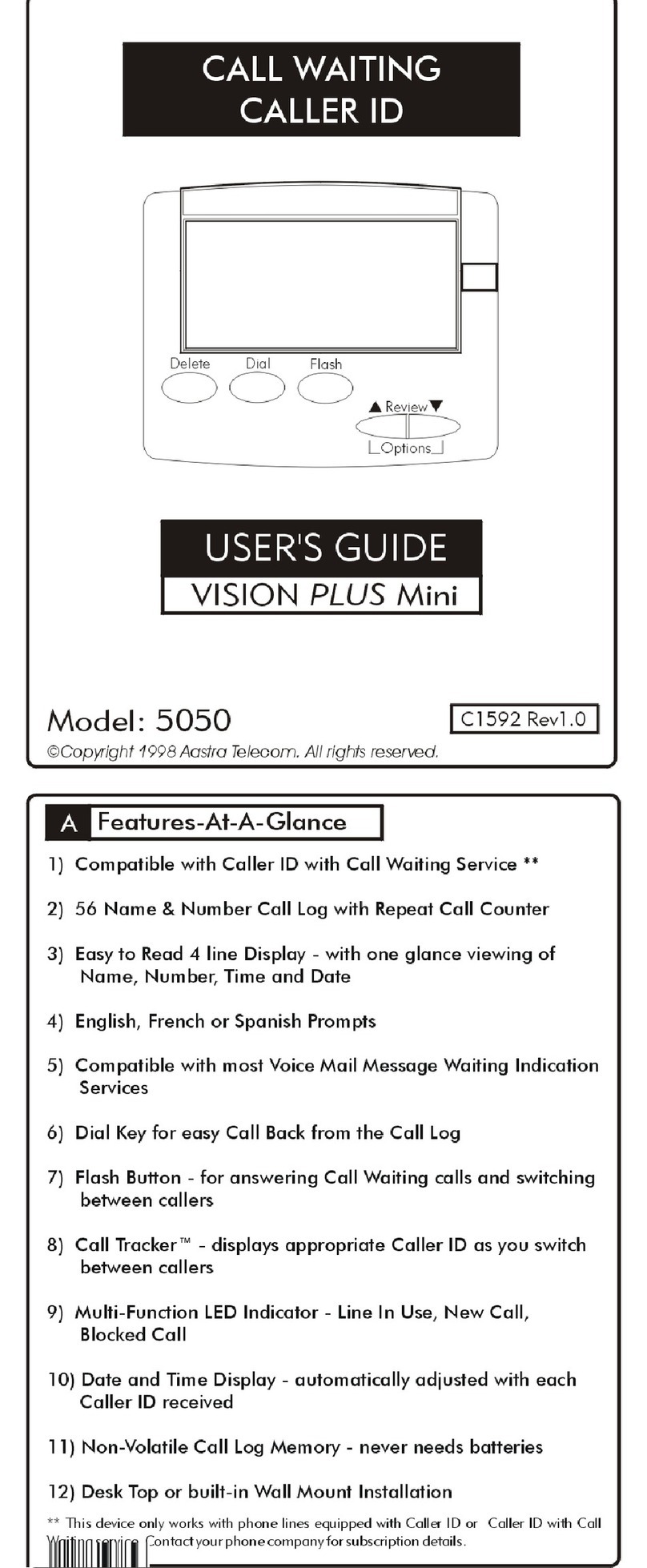 Aastra Vision Plus Mini 5050 user guide