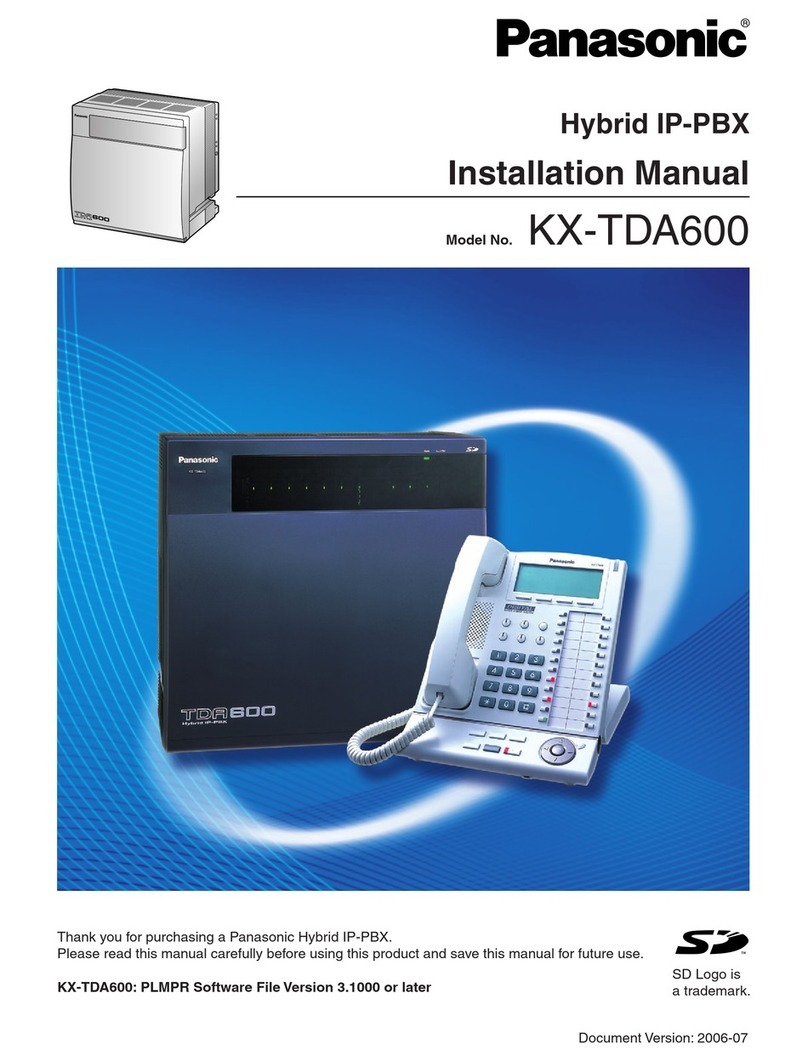 Panasonic KX-TDA600 - Hybrid IP PBX Control Unit Max. 1008... User manual Panasonic KX-TDA600 - Hybrid IP PBX Control Unit Max. 1008... User manual