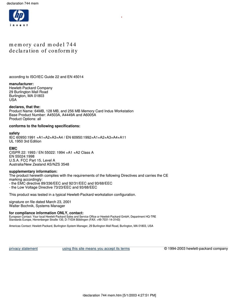 HP Model 744 - VME Workstation Declaration of conformity