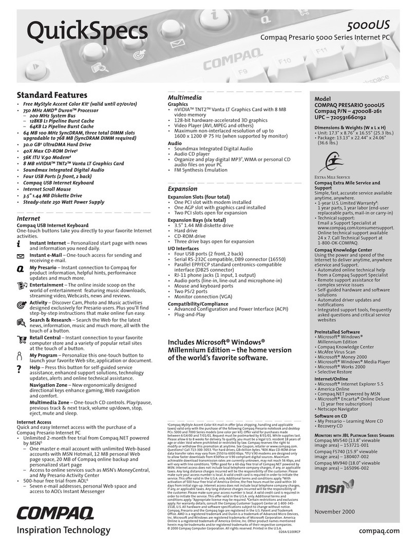 Compaq Presario 5000US User manual