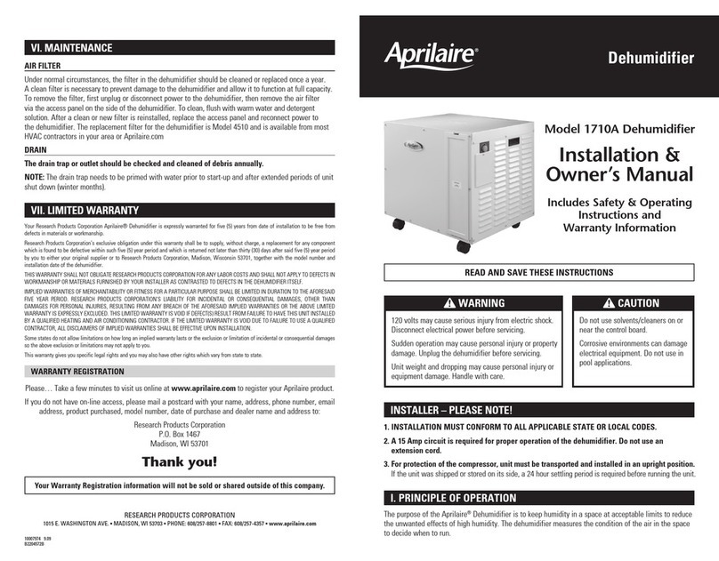 Aprilaire 1710A Installation instructions Aprilaire 1710A Installation instructions