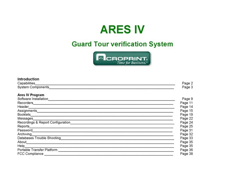 Acroprint ARES IV User manual Acroprint ARES IV User manual