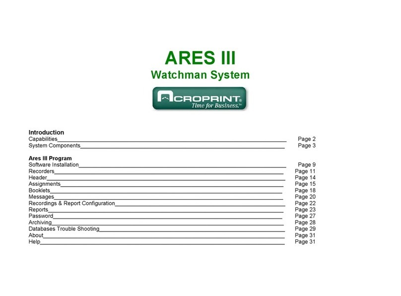 Acroprint ARES III User manual Acroprint ARES III User manual