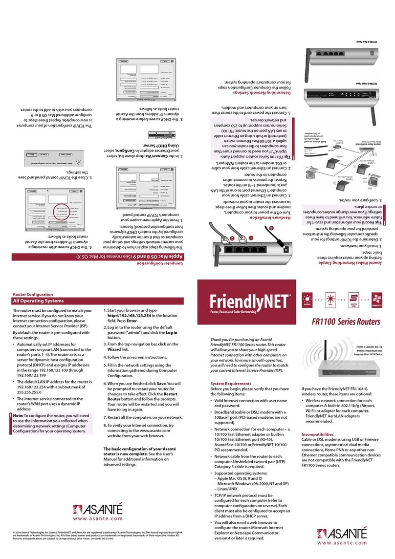 Asante FriendlyNET FR1104-G quick guide