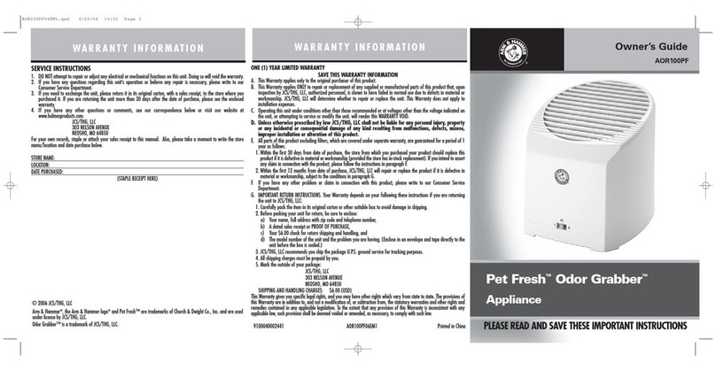 Arm & Hammer Pet Fresh AOR100PF Owner’s guide owner's guide