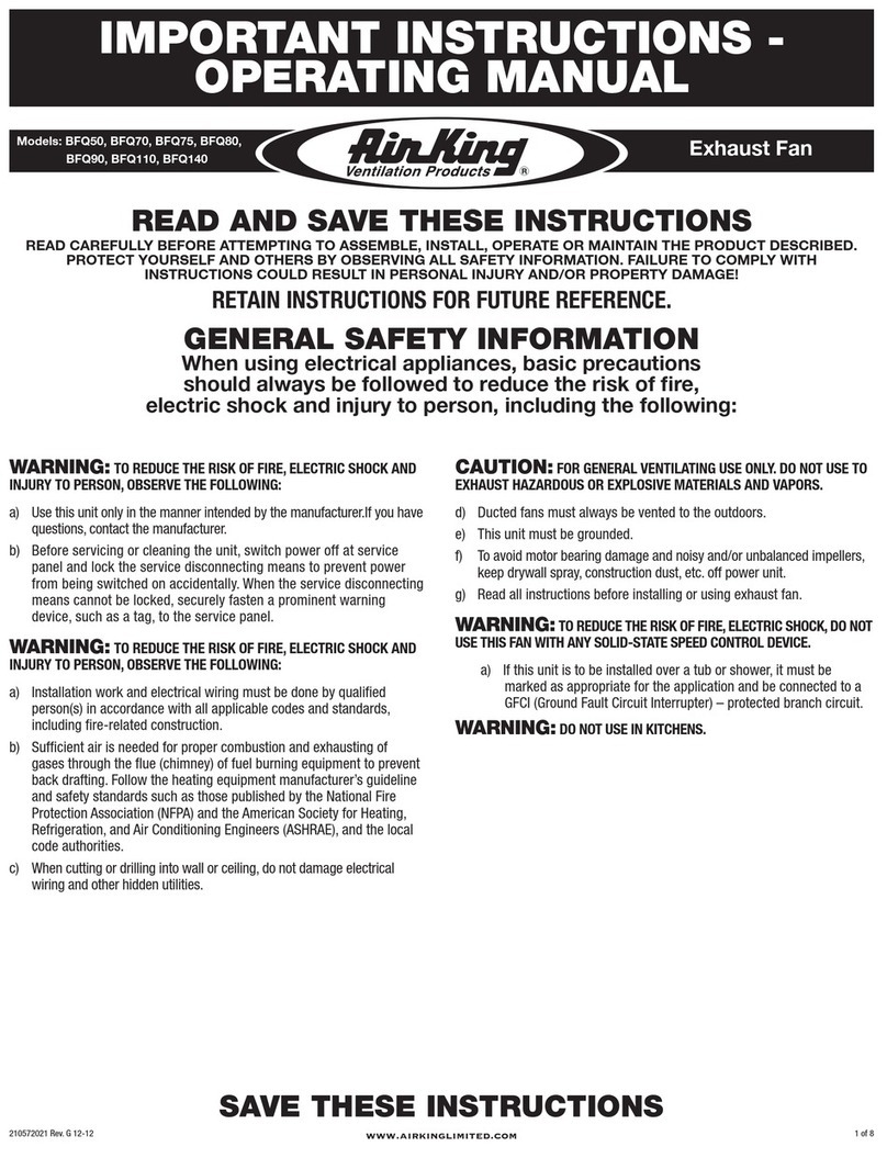 Air King BFQ50 Important instructions & operating manual