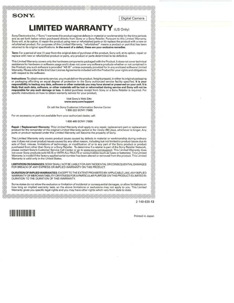 Sony Cyber-shot DSC-H200 Use and maintenance manual