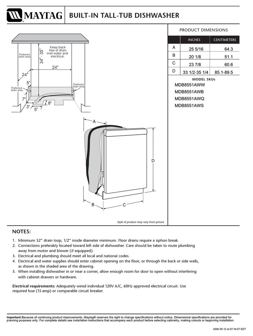 Maytag MDB8551AWQ - 24 Inch Full Console Dishwasher User guide