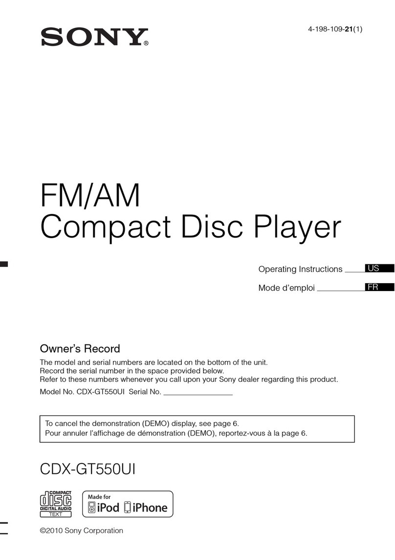 Sony CDX-GT550UI - Fm/am Compact Disc Player User manual