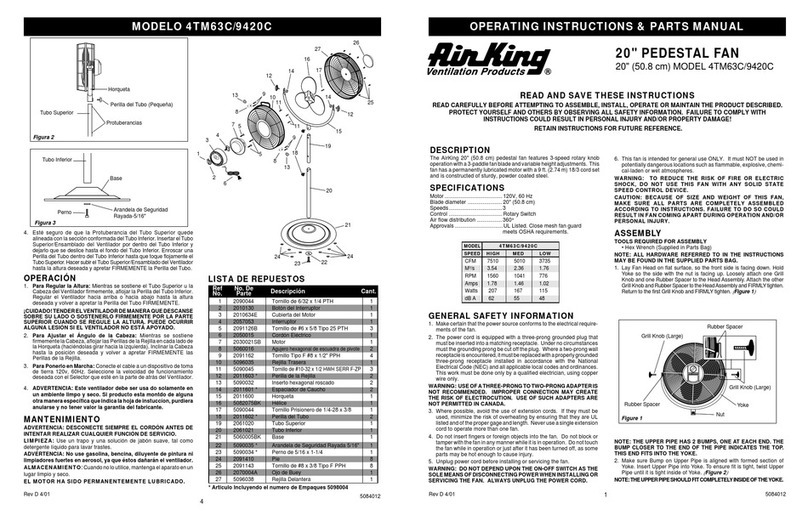 Air King 4TM63C/9420C Operating instructions & parts manual