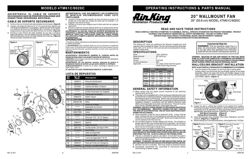 Air King 4TM61C/9020C Operating instructions & parts manual