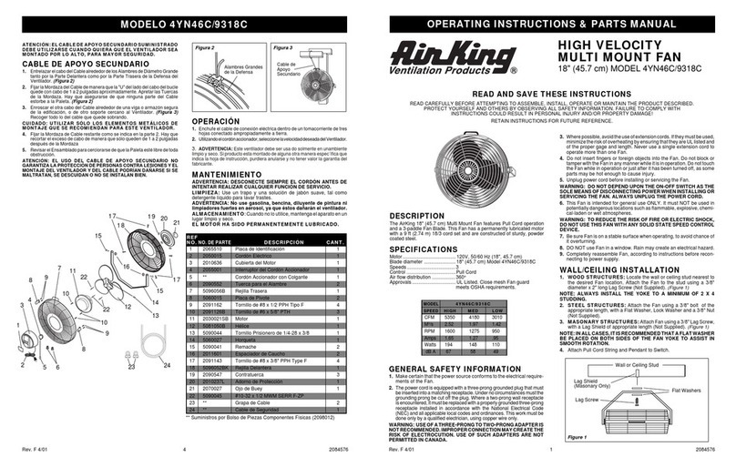 Air King 4YN46C/9318C Operating instructions & parts manual