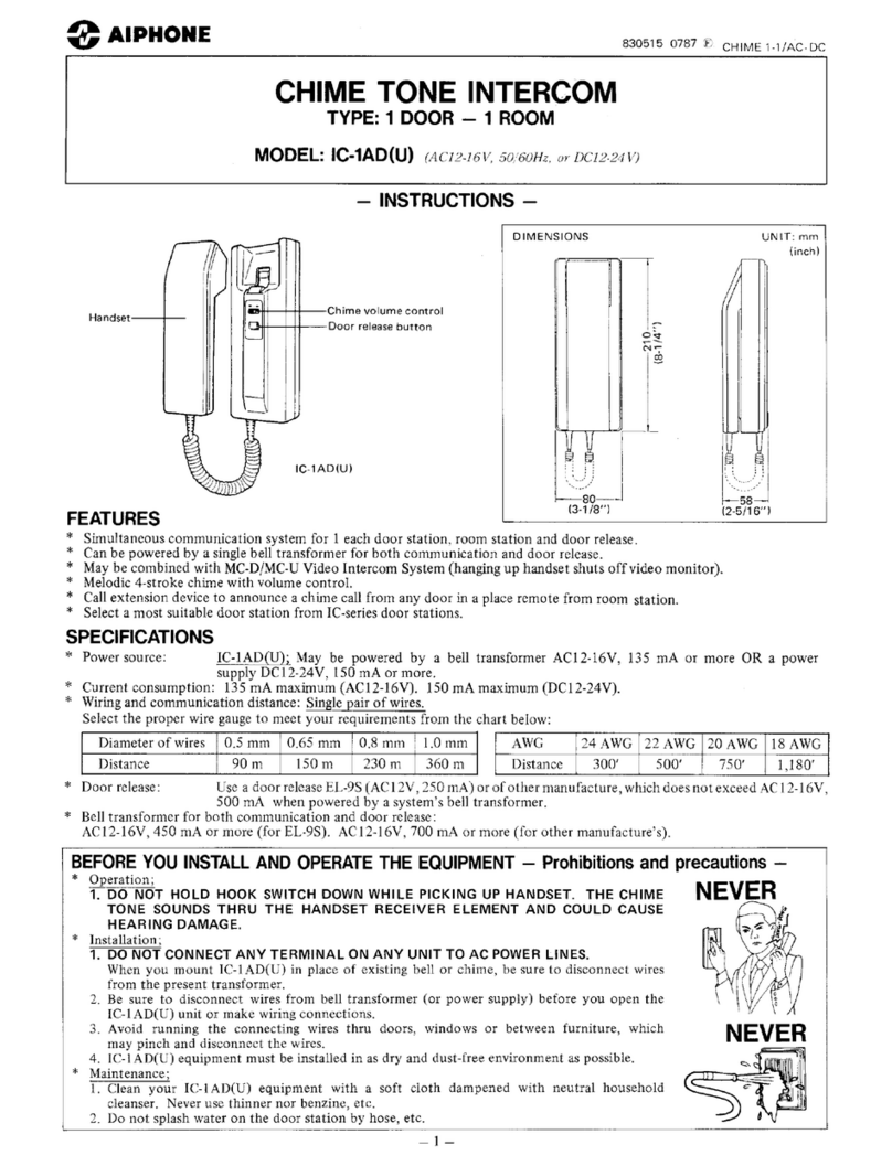 Aiphone IC-1AD(U instructions