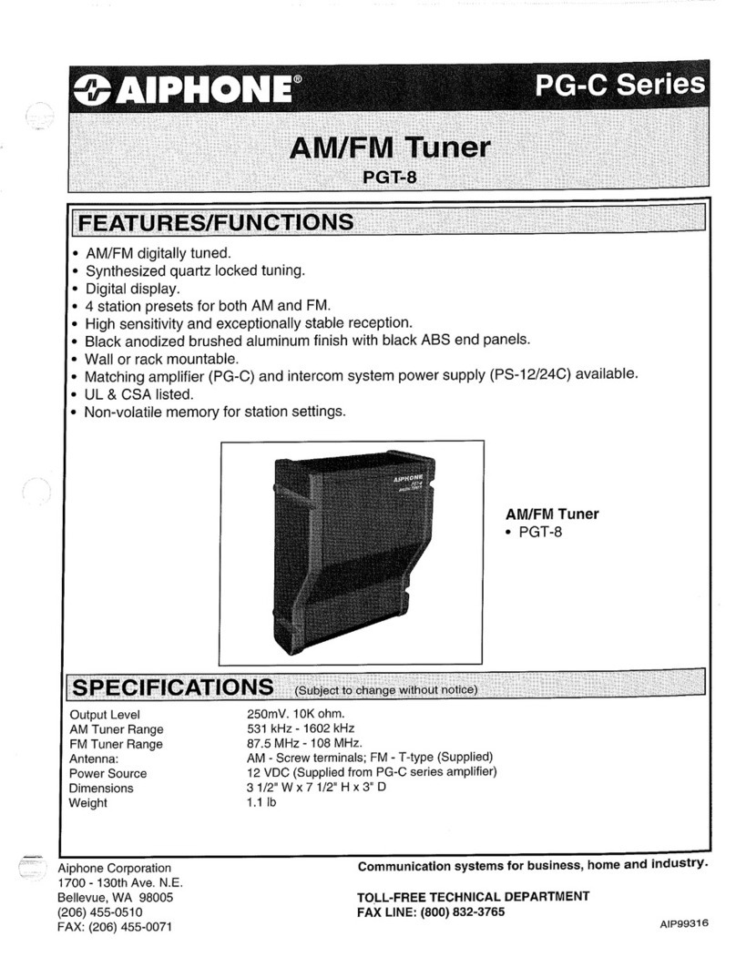 Aiphone PGT-8 Specifications