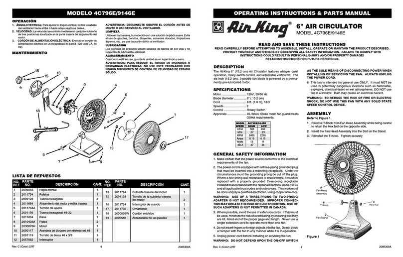 Air King 4C796E/9146E Instructions for use