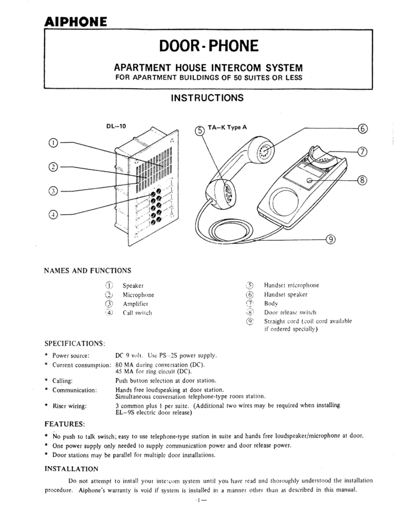 Aiphone DL-10 User manual