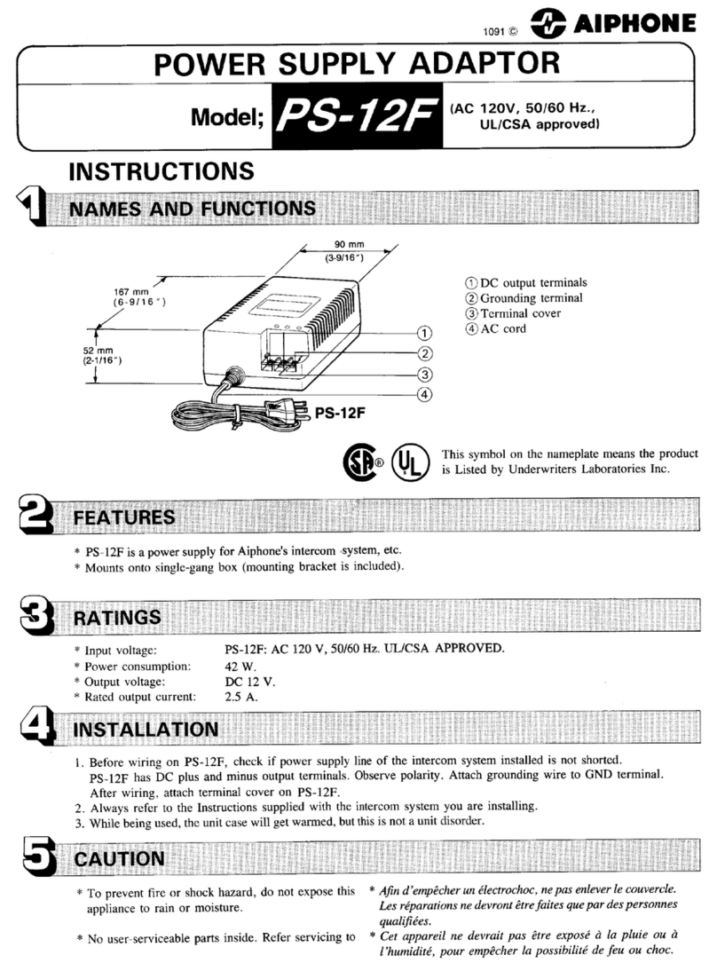 Aiphone PS-12F User manual