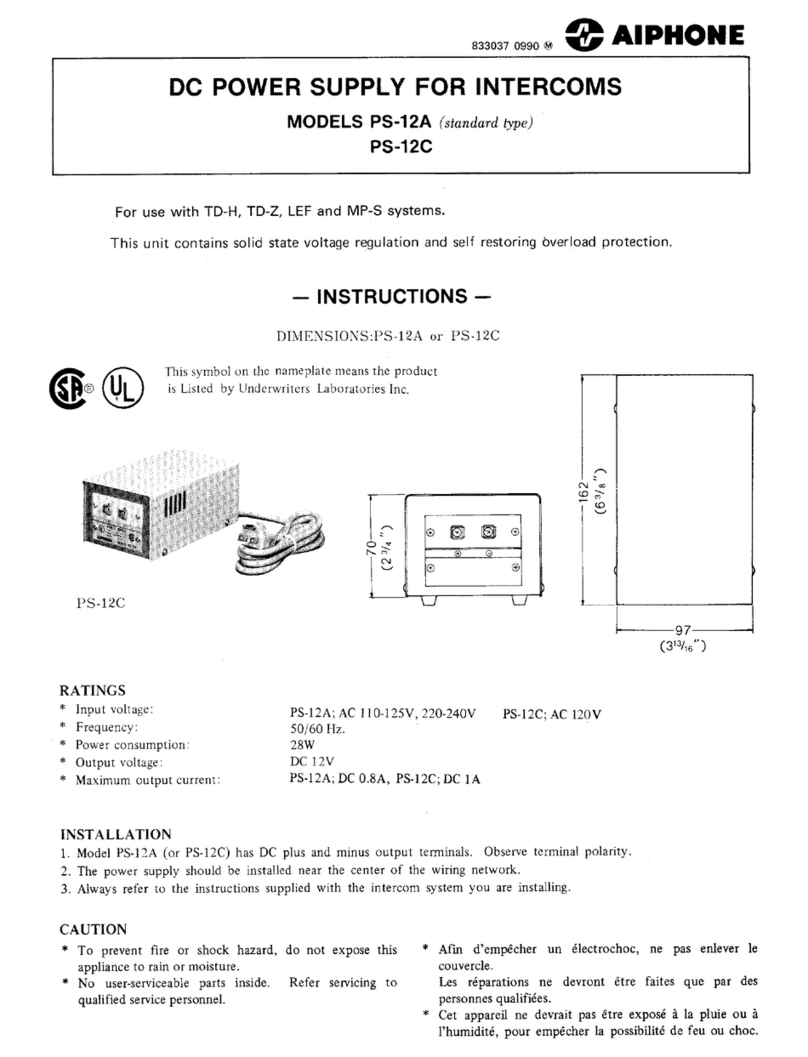Aiphone PS-12A instructions