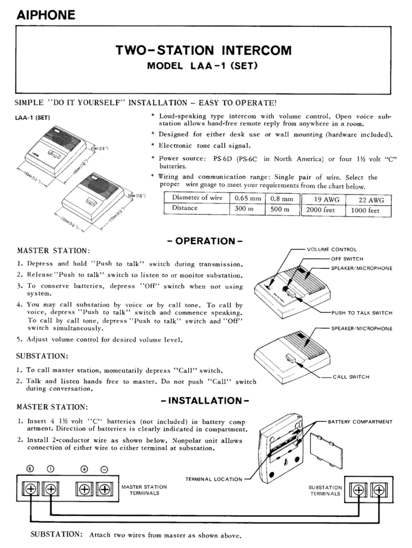 Aiphone LAA-1 Installation and operation instructions
