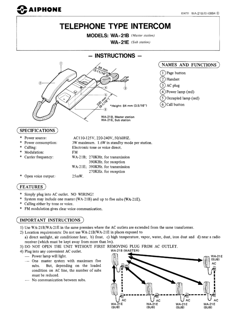 Aiphone WA-21B instructions