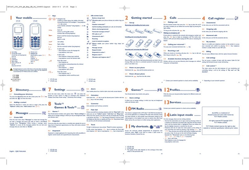 Alcatel OT-109 User manual