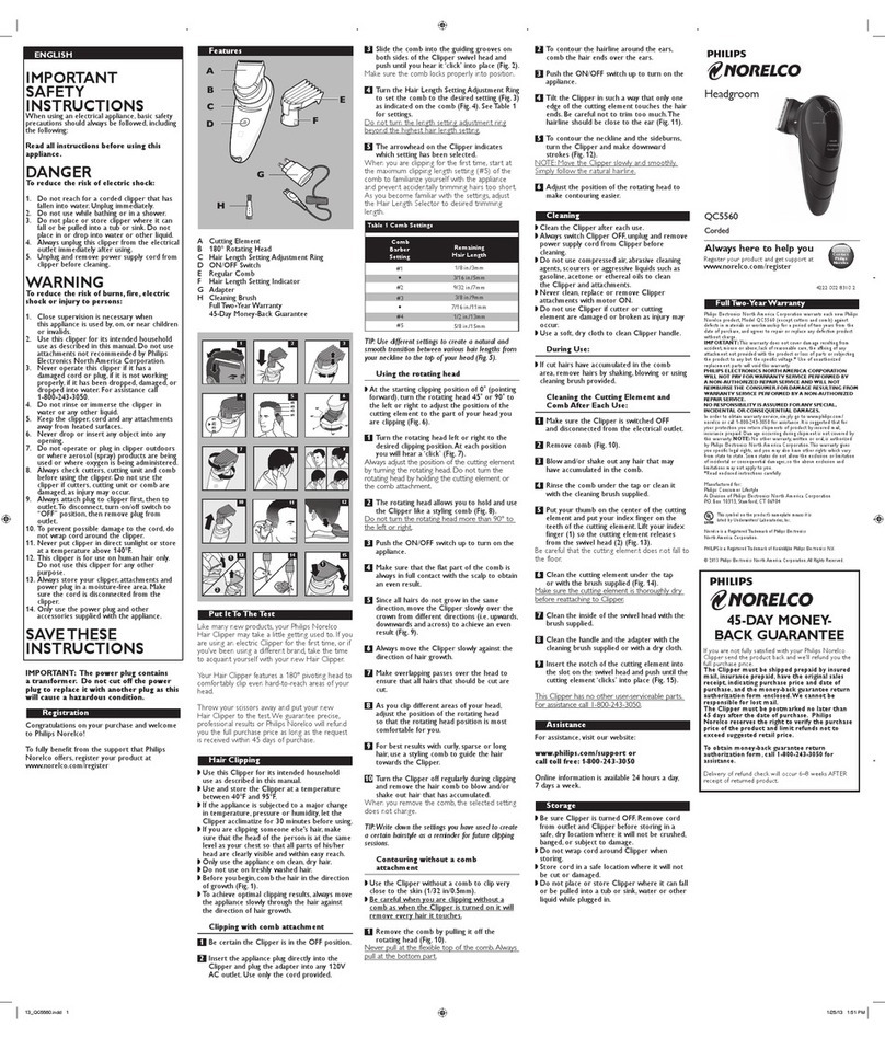Norelco QC5560/40 manual