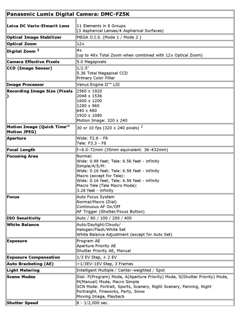 Panasonic DMCFZ5K - Lumix Digital Camera User manual