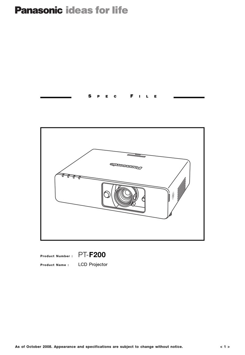 Panasonic PT-F200 Series Specifications