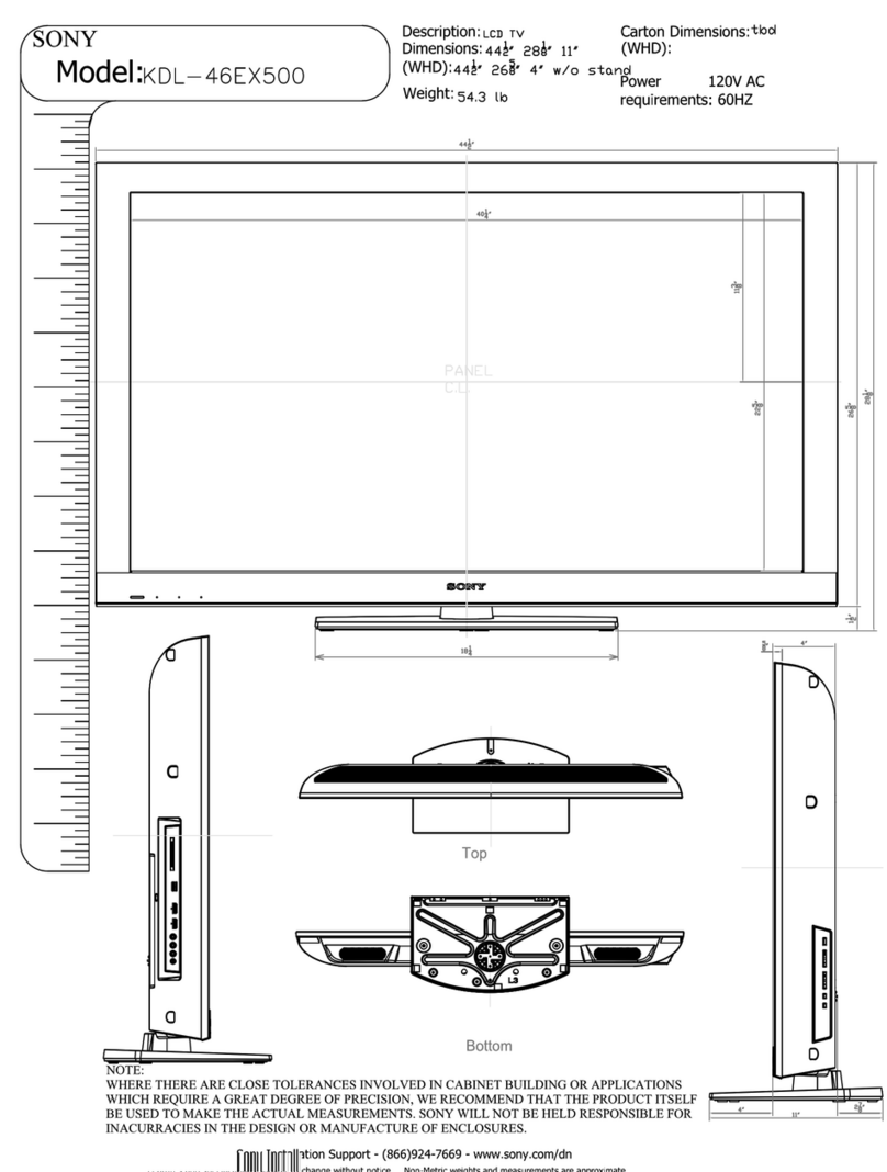 Sony KDL-46EX500 - Bravia Ex Series Lcd... Dimensions