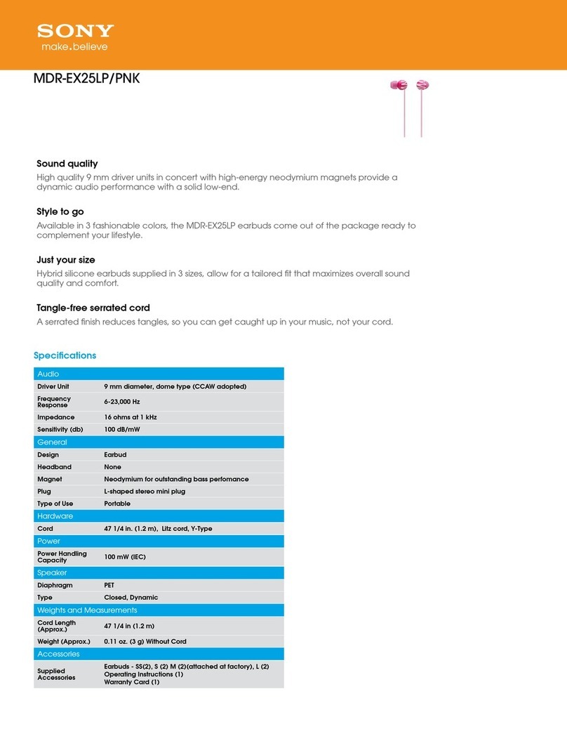 Sony MDR-EX25LP Specifications