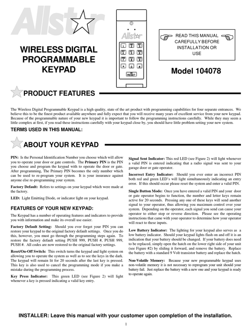 Allstar 104078 Installation and use guide