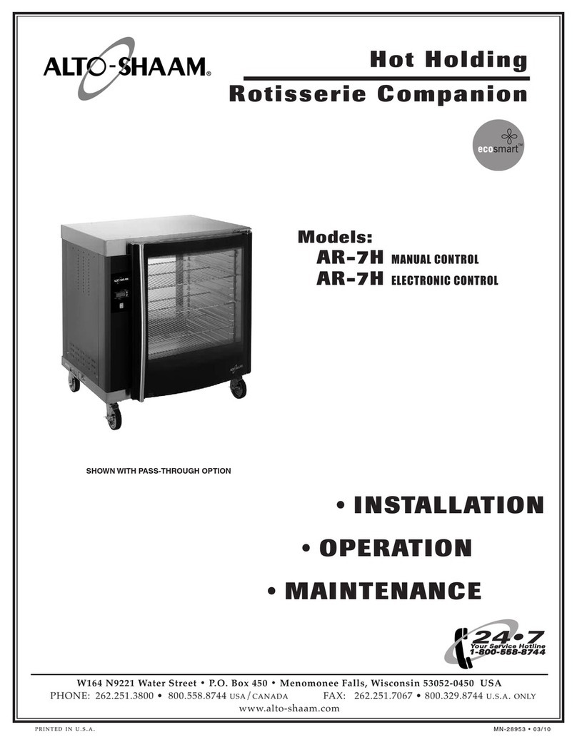 Alto-Shaam AR-7H ELECTRONIC CONTROL Owner's manual
