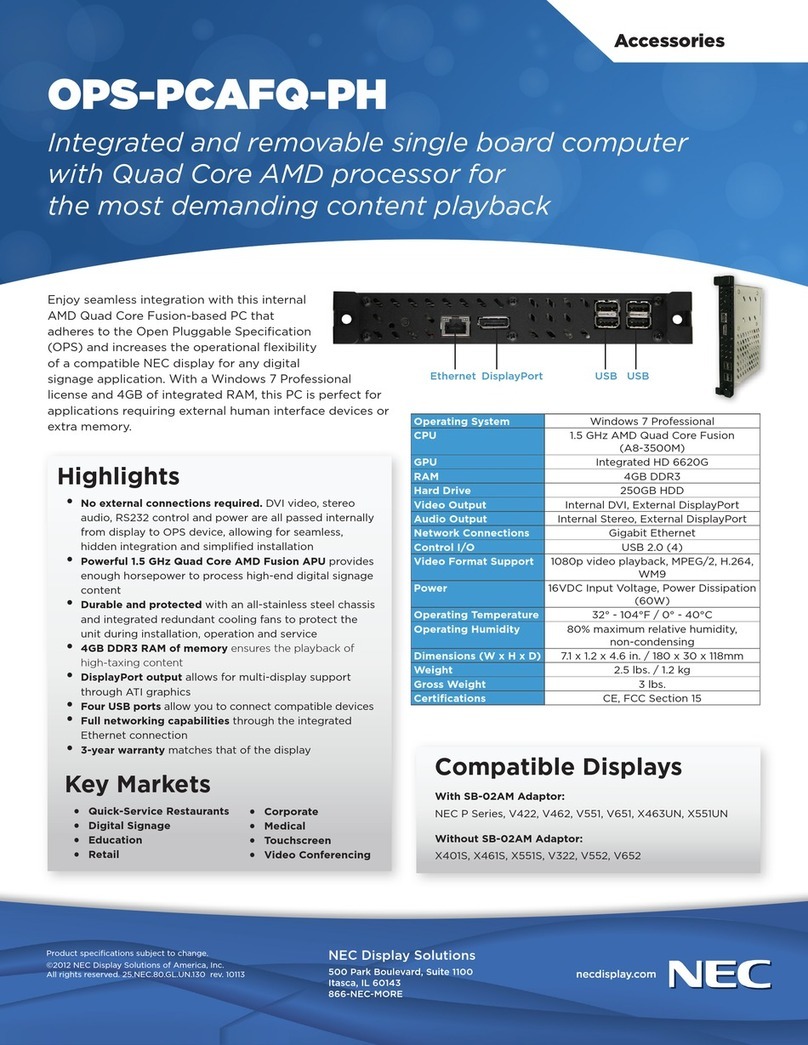 NEC MultiSync V552 Installation instructions