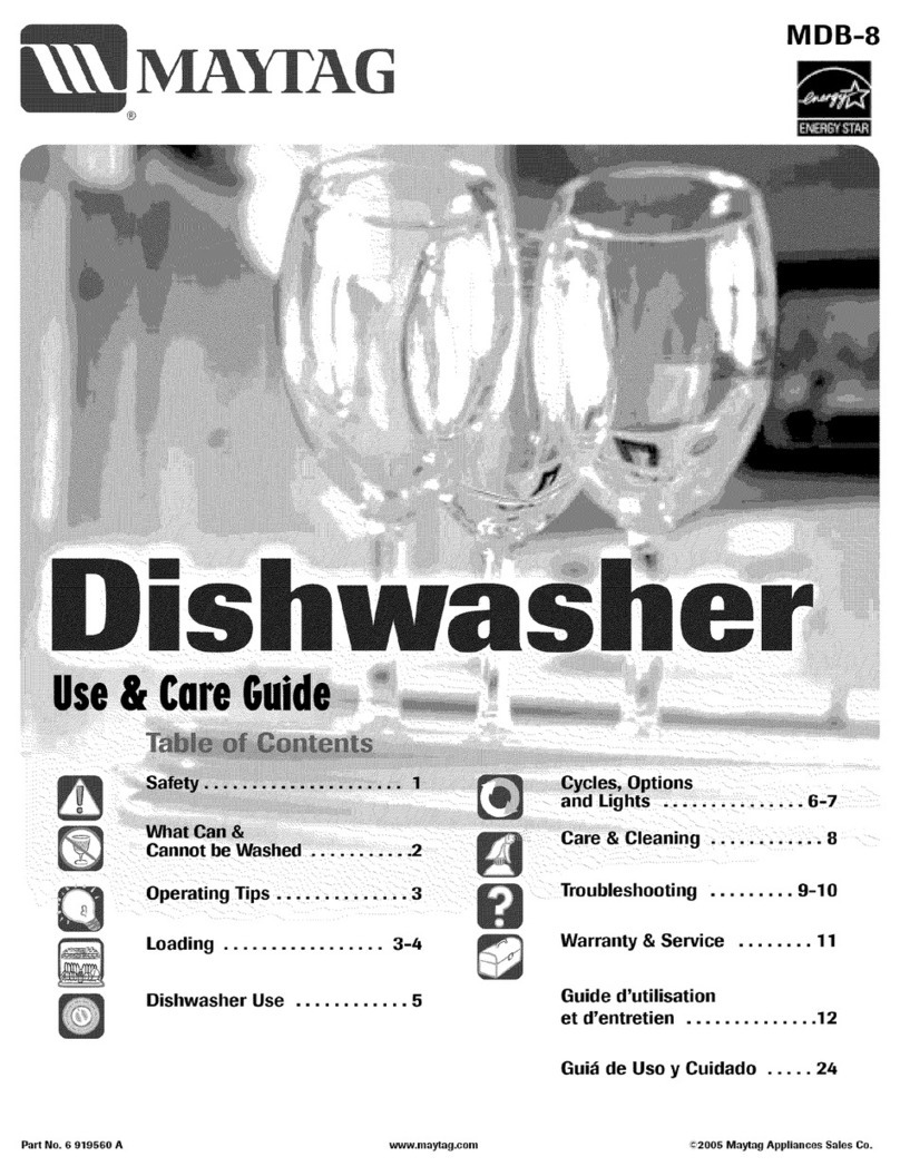 Maytag MDBH945AWB - 24 in. Tall Tub Dishwasher Use and care guide