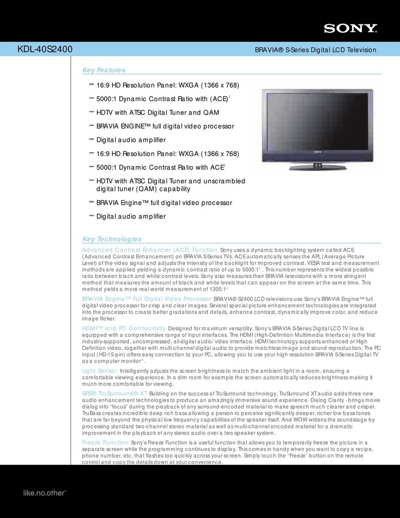 Sony KDL-40S2400 - 40" Bravia Lcd Hdtv User manual Sony KDL-40S2400 - 40" Bravia Lcd Hdtv User manual