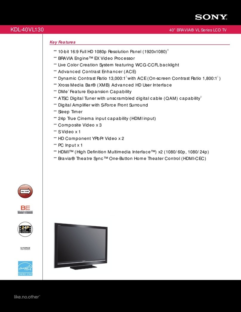 Sony KDL-40VL130 - 40" Bravia Vl-series Lcd... User manual